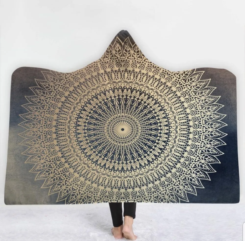 

3d Printed Nap Cool Hooded Blanket For Adults Kid Warm Wearable Fleece Woman Throw Blankets Microfiber Cloak On The Sofa
