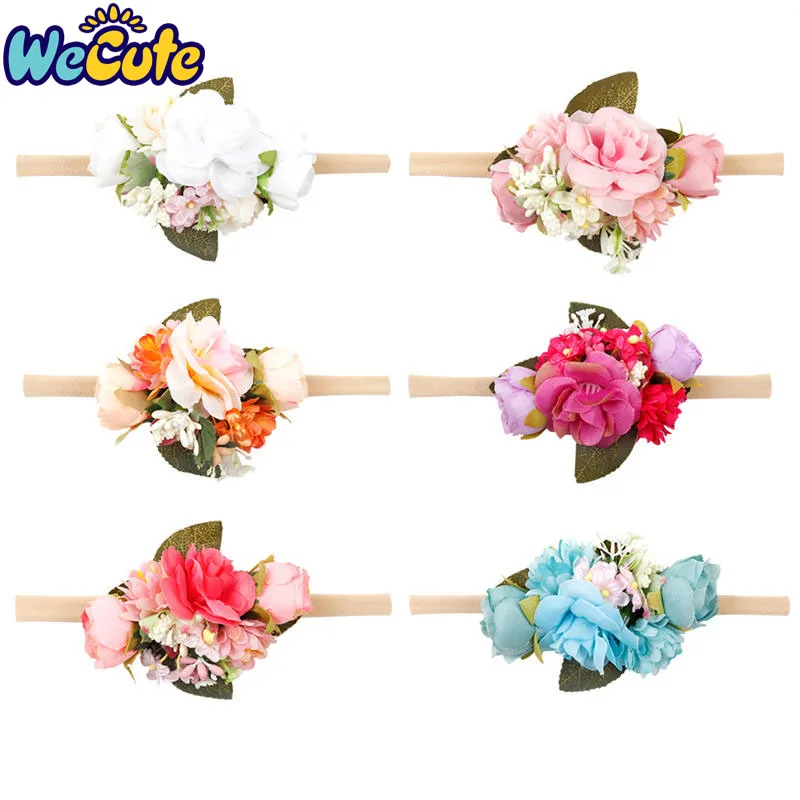 

Wecute 2019 New Children's Nylon Stretch Headband Holiday Artificial Wreath Simulation Grass Baby Headdress Photo Props