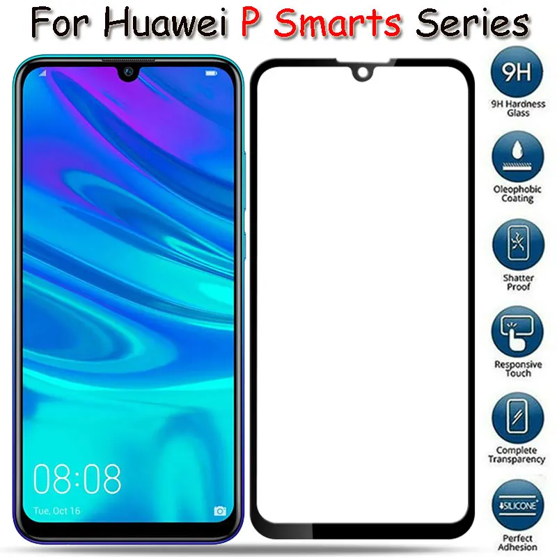 Закаленное стекло для huawei p smart полное покрытие Защитная пленка экрана на huawey psmart