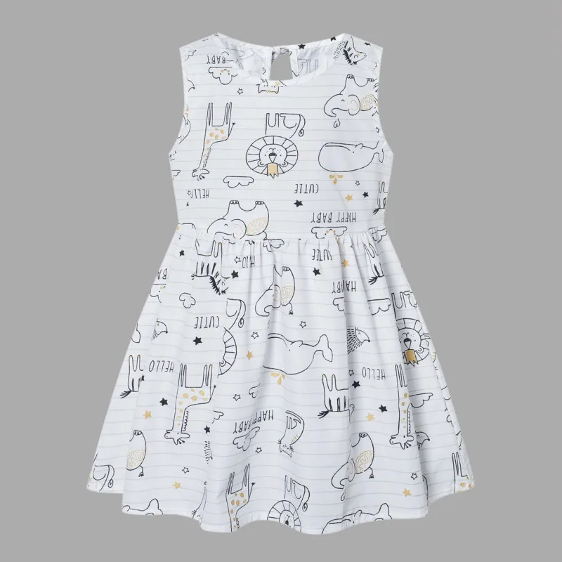 

2019 Summer New Fashion Children Baby Dress Kids Sleeveless Printing Flower Baby Clothing Pure Cotton Ventilate Dresses