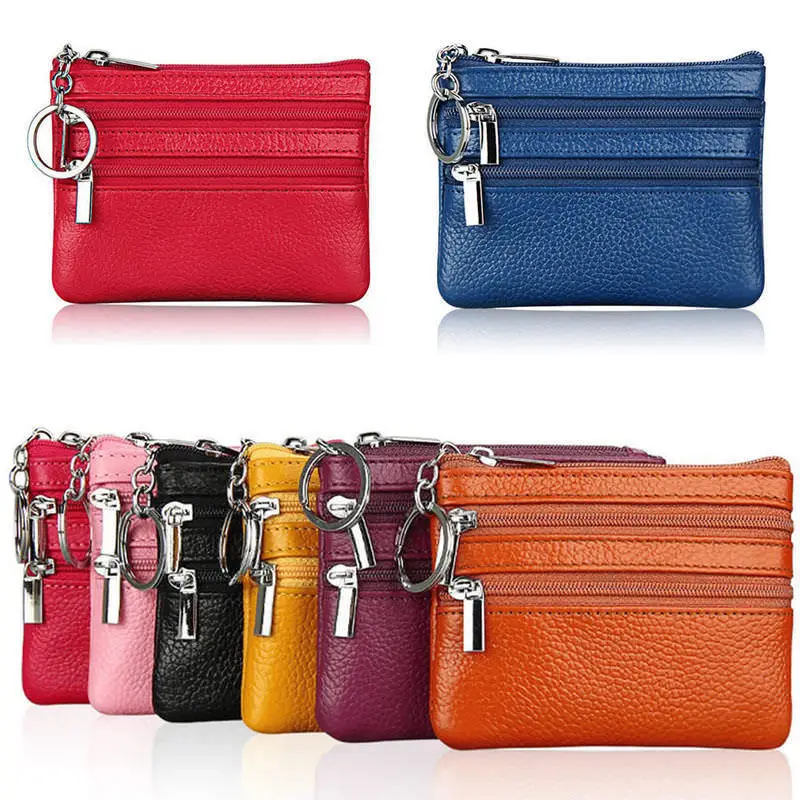 

Soft Unisex Men Women Card Coin Key Holder Zipper Purse Leather Wallet Pouch Small Change Soft Bag