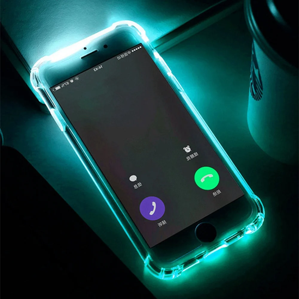 

KISSCASE LED Flash Case For iPhone 5S 5 SE X Cover Clear Soft TPU Call Flash Light Housing For iPhone 6S 6 7 8 Plus Phone Case