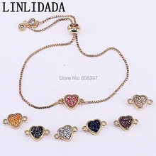 20 шт. в форме сердца титановый кварцевый камень для женщин и девушек простые Разъемы Браслет Золотая цепь регулируемые браслеты