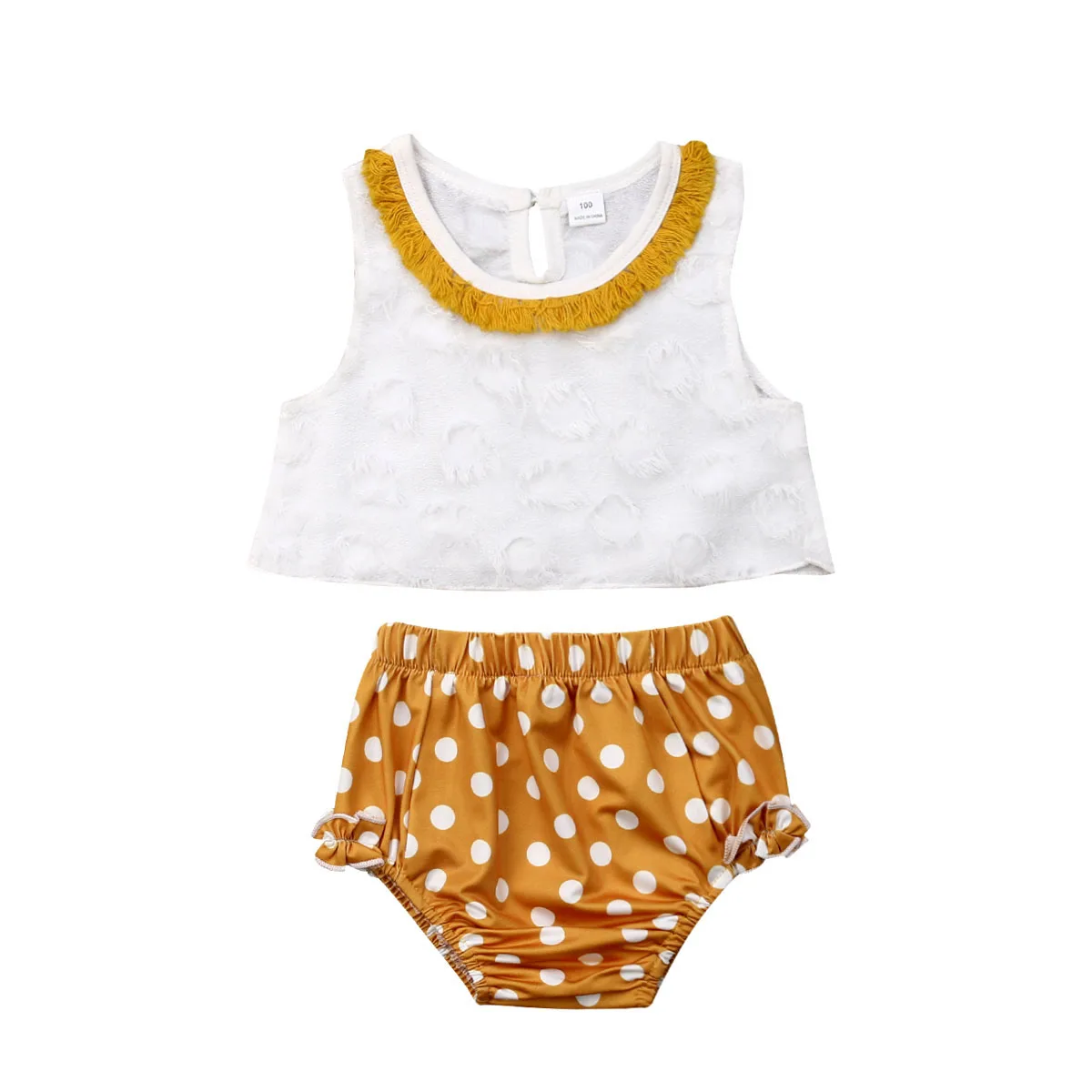 3M 3Y Fashion Toddler Kids Baby Girl Sleeveless White Crop Tops Polka