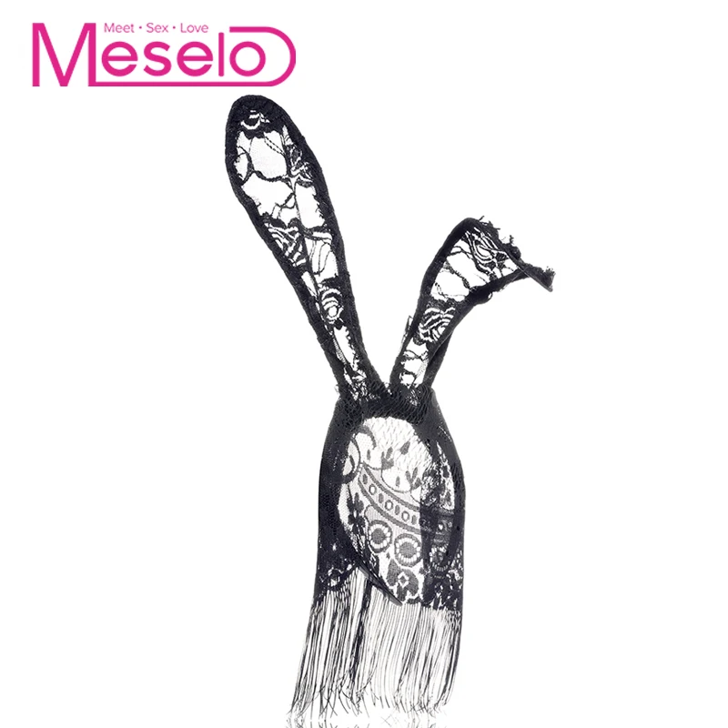 Meselo сексуальные кружевные кроличьи уши кисточки косплей с маской для лица секс-игрушки для пар флирт Банни девочки кружевные длинные уши