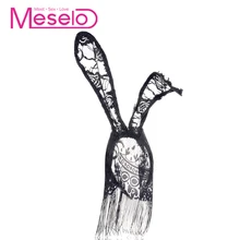 Meselo Sexy Lace Rabbit Ears Tassels Face Mask Cosplay Sex Toys For Couples Flirting Bunny Girls Lace Long Ears Adult Games New
