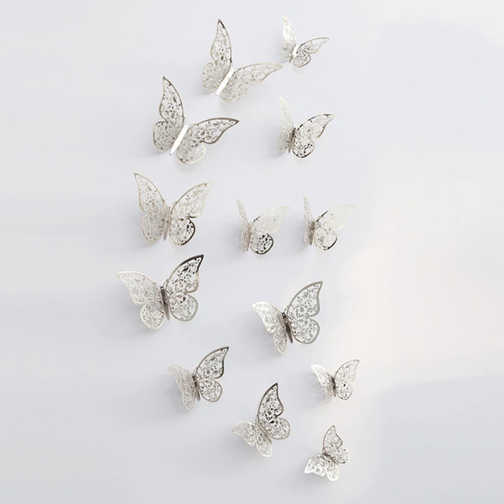 

12pcs 3D Butterfly Wall Stickers Hollow Wall Stickers Removable Mural Sticker DIY Art Wall Sticker Party Wedding Room Decoration