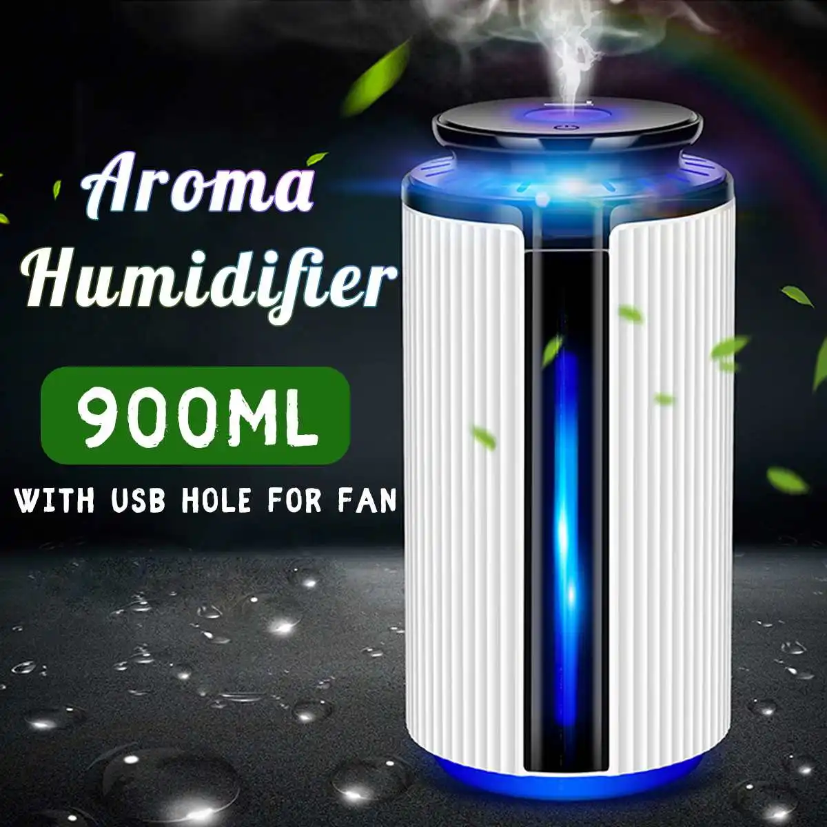 

900ML LED Light 7 Colors Ultrasonic Air Humidifier Ultra-Quiet Diffuser USB Extension Port Aromatherapy Cool Mist Maker for Gift