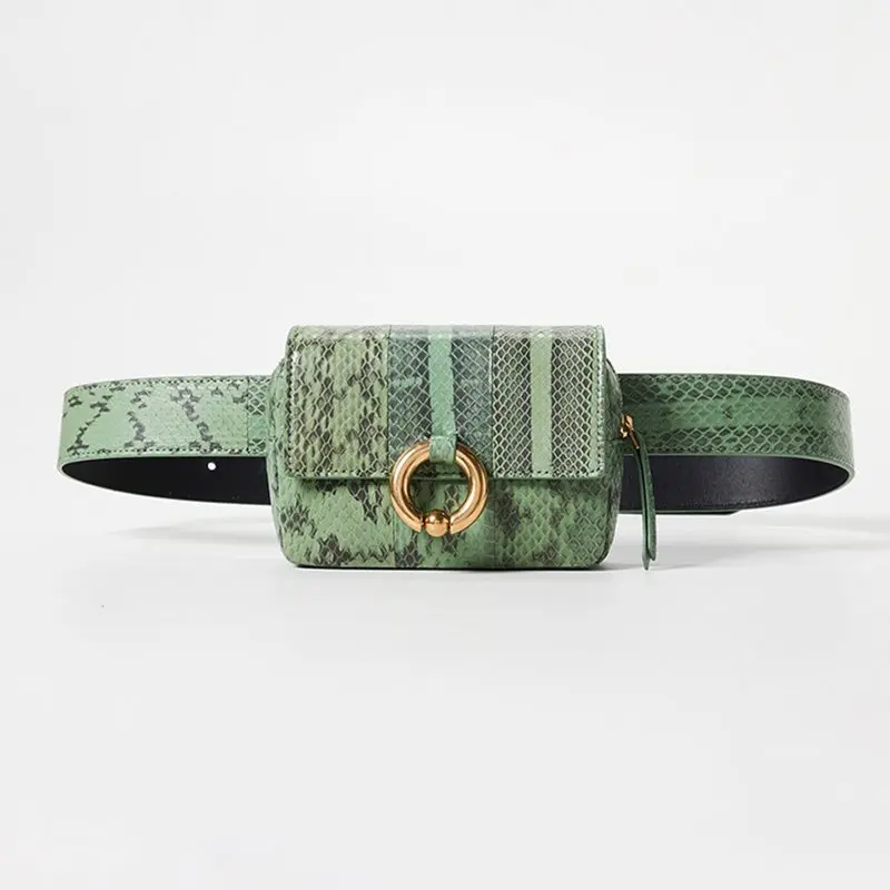 Модные из искусственной кожи Fanny Pack для женщин змеиной поясные сумки черный