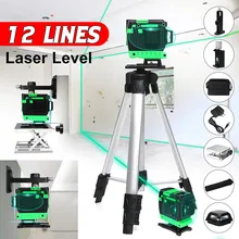 Лазерный уровень с 12 синими линиями+ штатив+ коробка 3D вращение на 360 градусов автоматическое выравнивание Горизонтальный Вертикальный зеленый лазерный луч для настенного пола