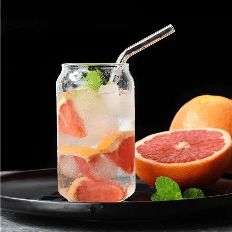 

Creative Cola Juice Milk Glass Coffee Mug with Straw Clear Fruit Juice Milk Tea Water Cup Cold Ice Cream Drink Cup For Home
