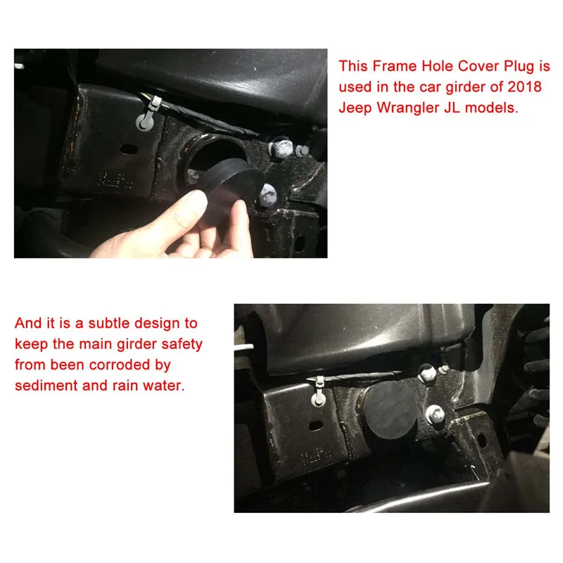 4PCS Frame Tube Hole Plugs for Jeep Wrangler JL 2018 Chassis Frame Plug