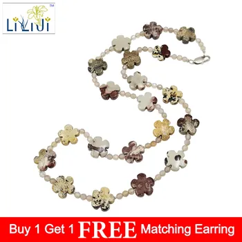 

Lii Ji Natural Stone Jasper 15mm Flower Shape Beads,Grey Agate beads ,925 Sterling Silver Clasp Necklace about 60cm