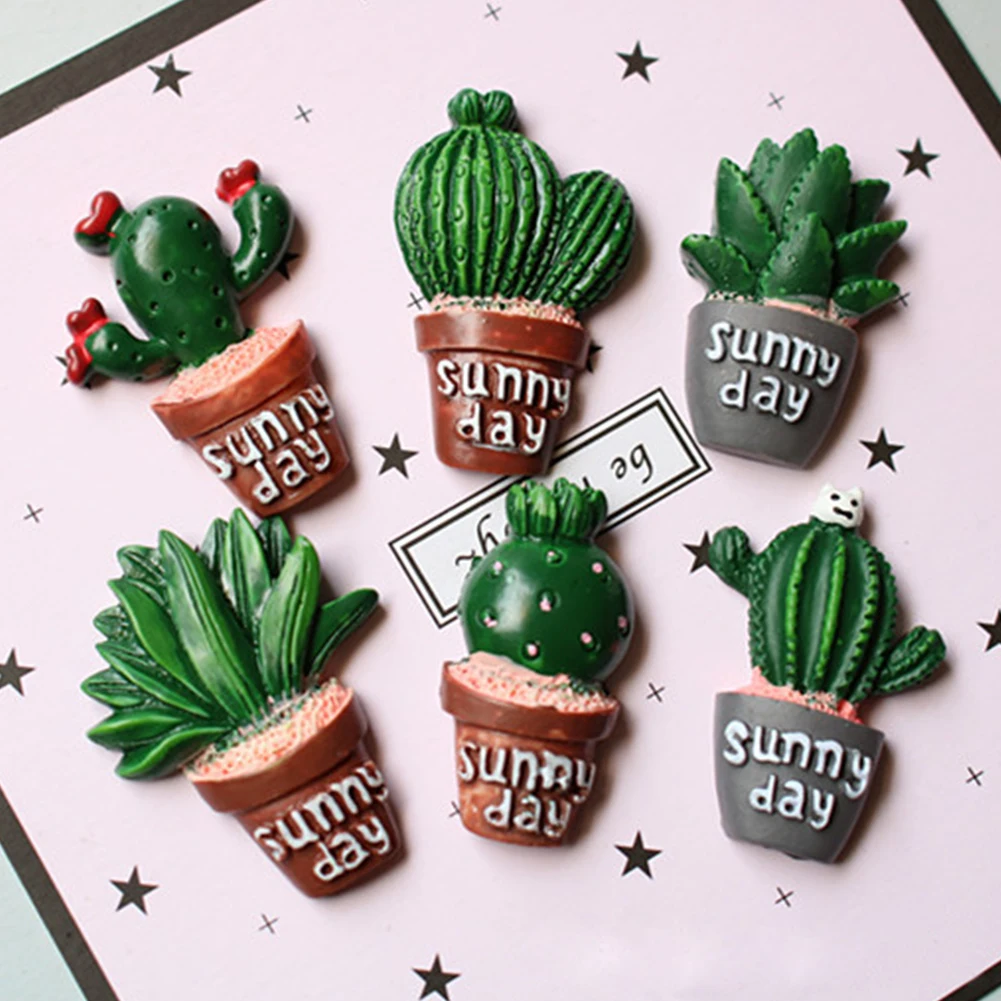 

4pcs Simulation Plant Pot Culture Pattern DIY Fridge Magnet Sticker Kitchen
