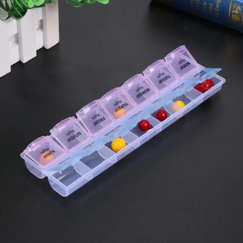 2 ряда 14 сетка Портативный таблетница Еженедельные Таблетки Медицина Box держатель для хранения Контейнер для таблеток Органайзер Контейнер Чехол