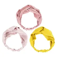 3 шт. повязка на голову с узлом бантом, одноцветные декоративные крестовые аксессуары для волос, обруч для волос, резинки для волос для женщин, девушек