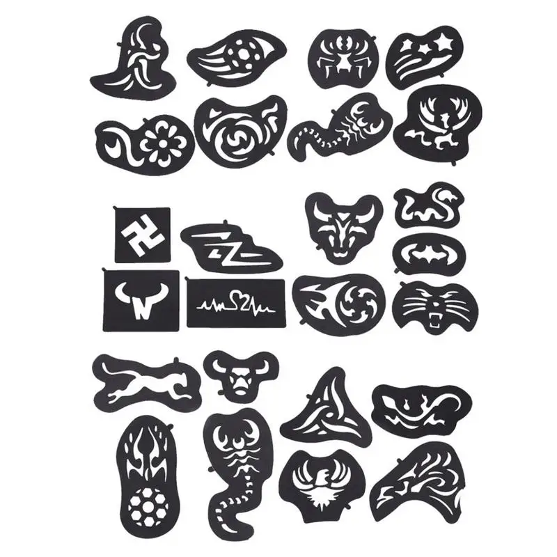 

25PCS Hair Pattern Tattoo Template Carved Hair Men Tattoos Models Salon Barber Template Tool Barber Accessories