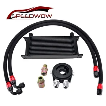 

SPEEDWOW AN10 16 Row Transmission Oil Cooler+Oil Adapter Filter Cooler Plate Kit+Nylon Braided Oil Hose Line Engine Accessories