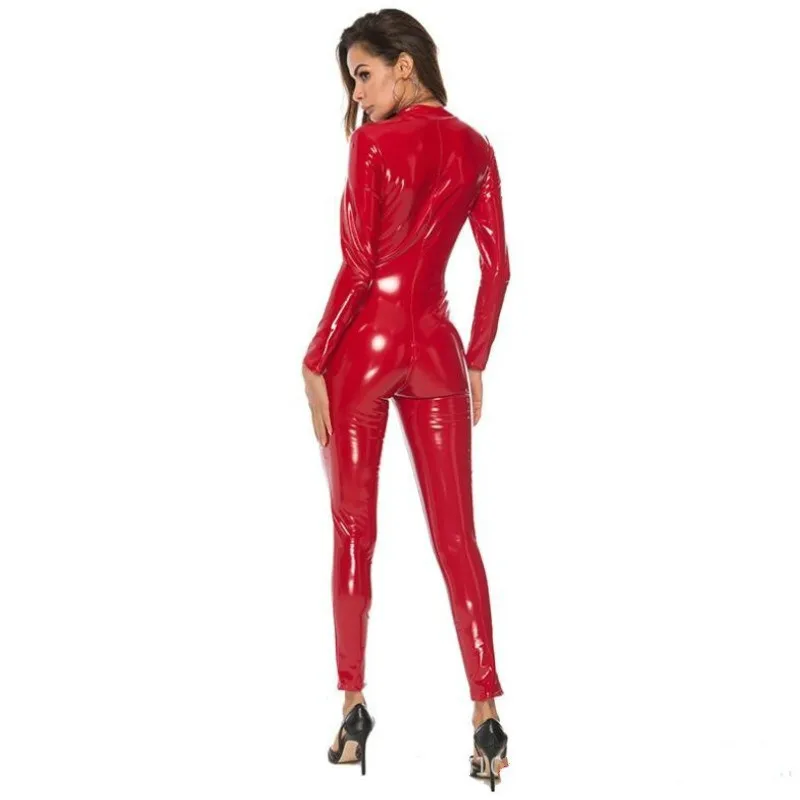 pink leather jumpsuit