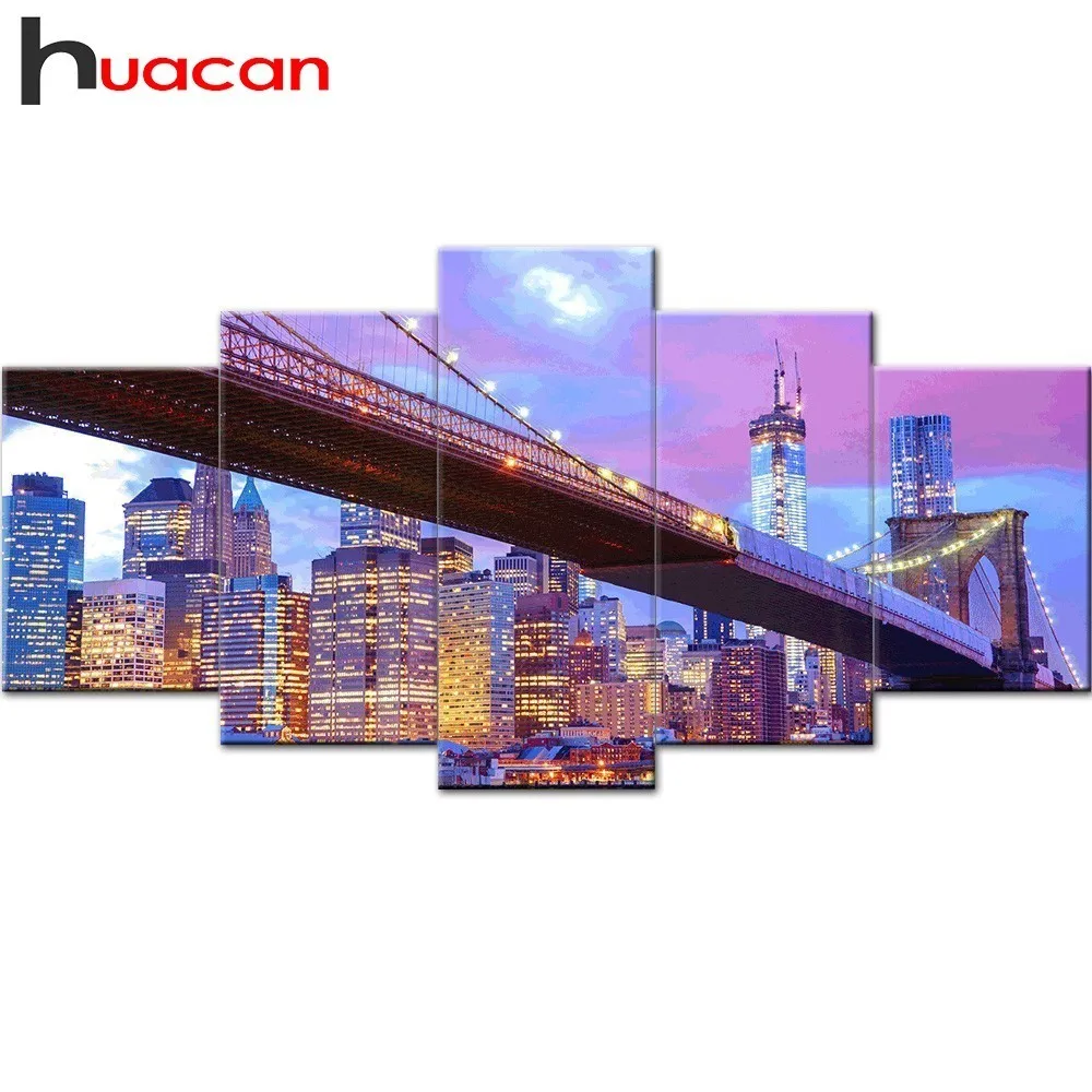 

Huacan Diamond Embroidery Full Square Drill Scenery Diamond Painting Building Multi-picture Combination Diamond Mosaic Landscape