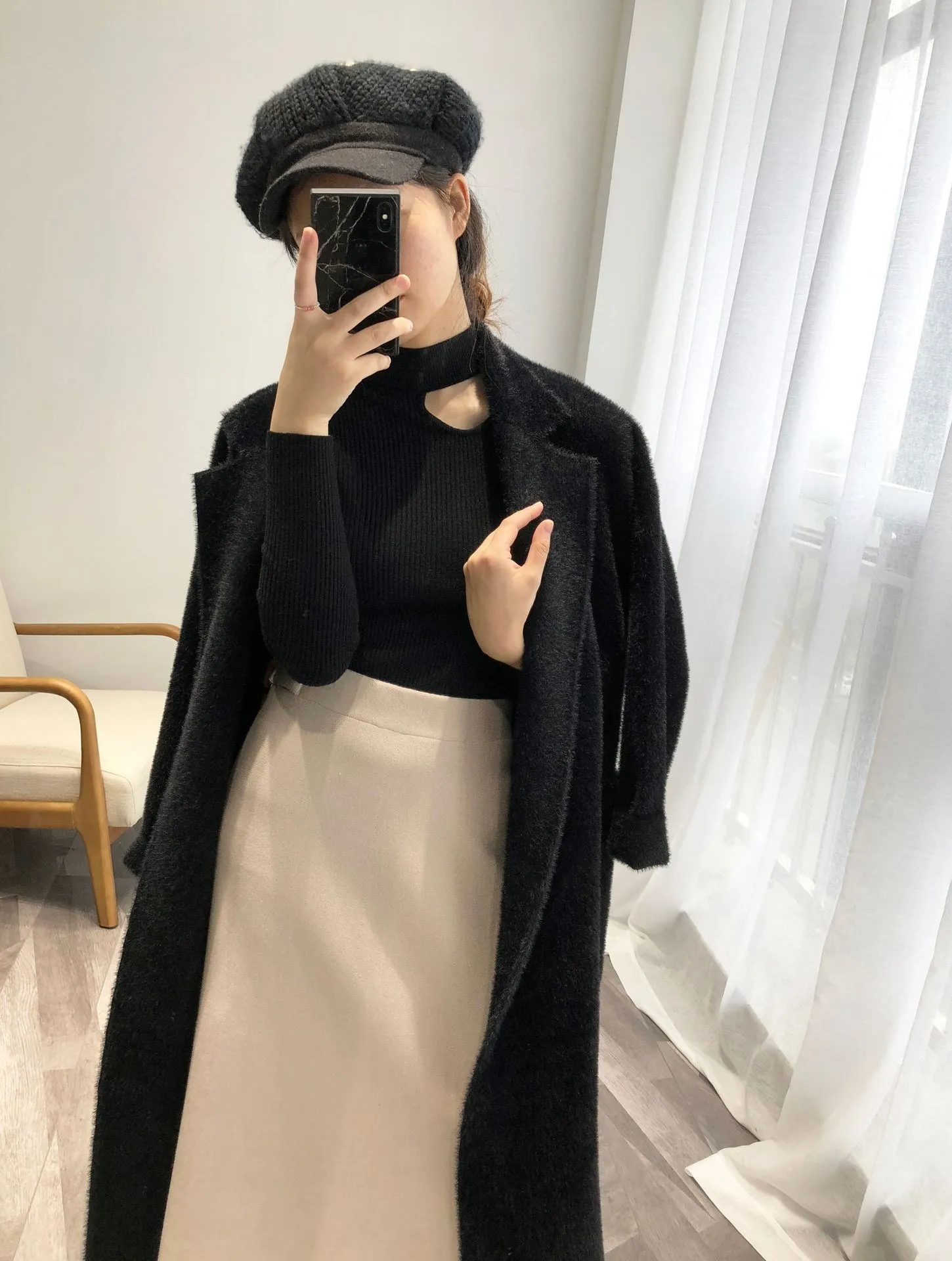 Women Winter Coat Female Sashes Jacket Knitted Faux Woolen Coat Turn-Down Collar Alpaca Cashmere Coat Female Long Coat Outwear