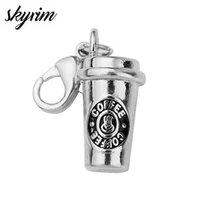 Skyrim DIY 3D taza de café deslizable encanto joyería Fabricación de broche de langosta barroco esmaltado alto pulido colgante chapado en rodio(China)