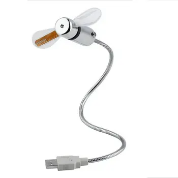 

USB Fan Flexible mini USB LED watch fan with real-time display function for desktop computers and laptops silver