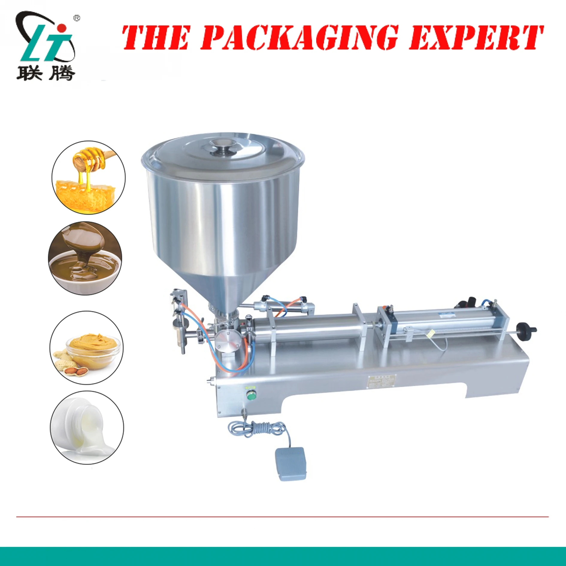 

500ml Filler Shampoo Lotion Cream Yoghourt Honey Juice Sauce Jam Gel Filler Paste Filling Machine Pneumatic Piston Filler
