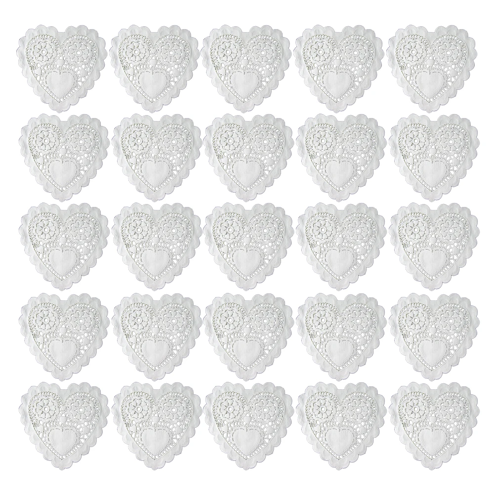 100 шт 5,5 дюймов подстилки с надписью Love Heart, маслостойкие Цветочные бумажные коврики, бумажные салфетки на стол, коврики для банкета, свадебного декора