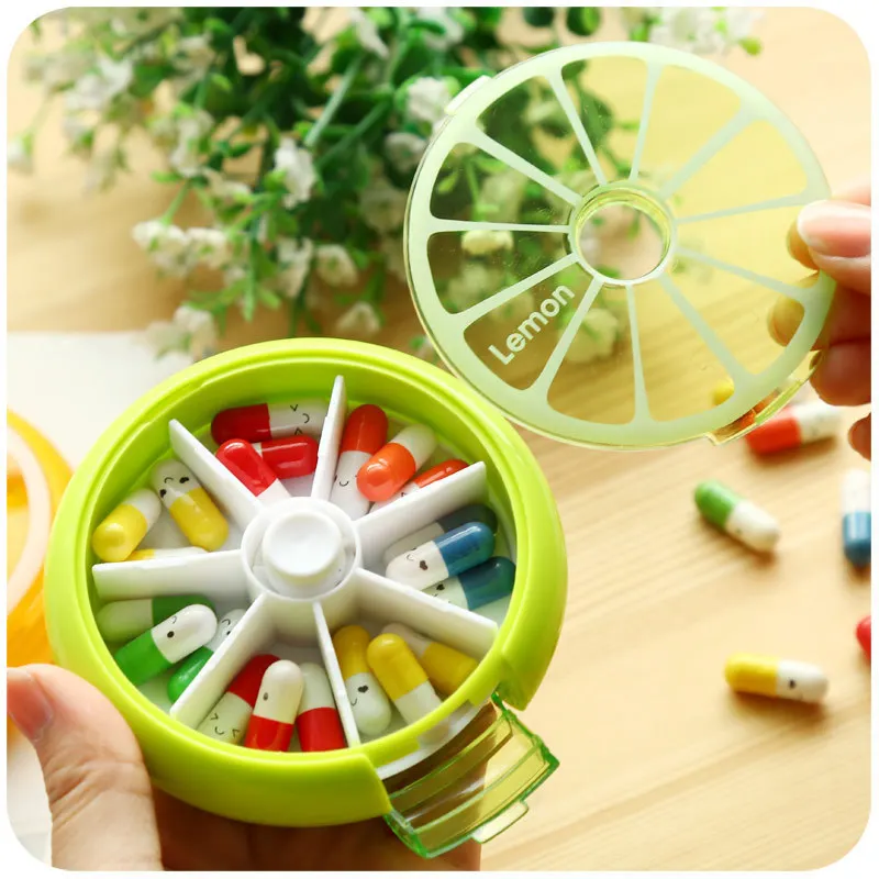 

Channy Pill Box Fruit Shaped Vitamin 7 Day Weekly Medicine Pillbox Tablet Storage Case Container Cases Travel Round Health Care