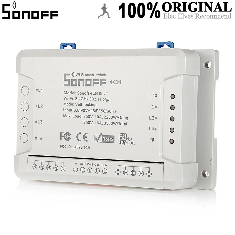 SONOFF 4CH Rev2 4 канала Беспроводной Wi Fi Smart Switch работать с Amazon Alexa и Google помощник