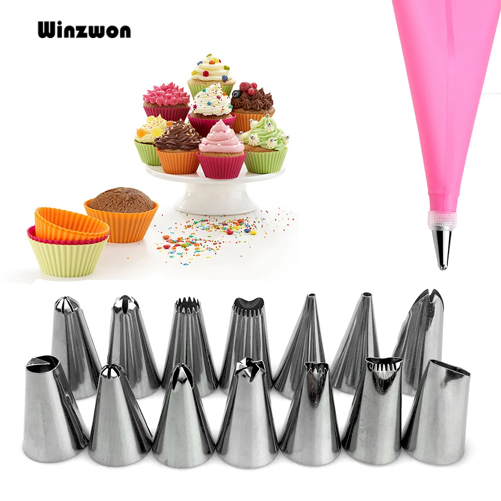 Buy 16PCS/Set Silicone Pastry Bag Nozzles Reusable