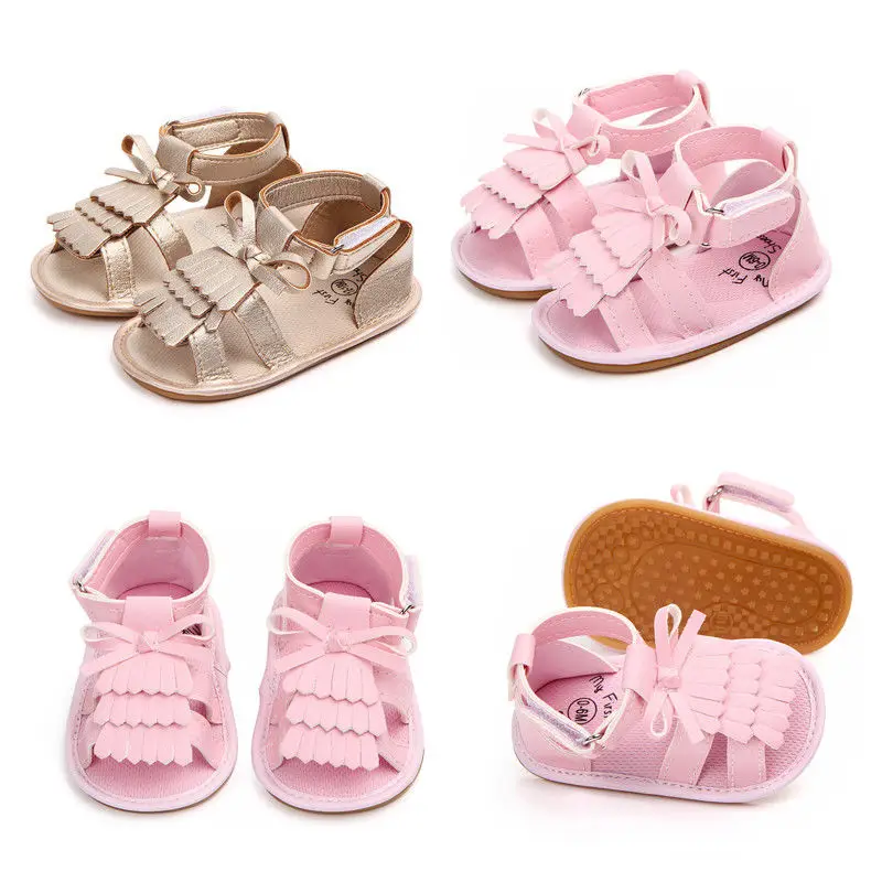 Summer Baby Girls Bow Decor Princess Shoes Casual Toddler Infant Tassel Sandals