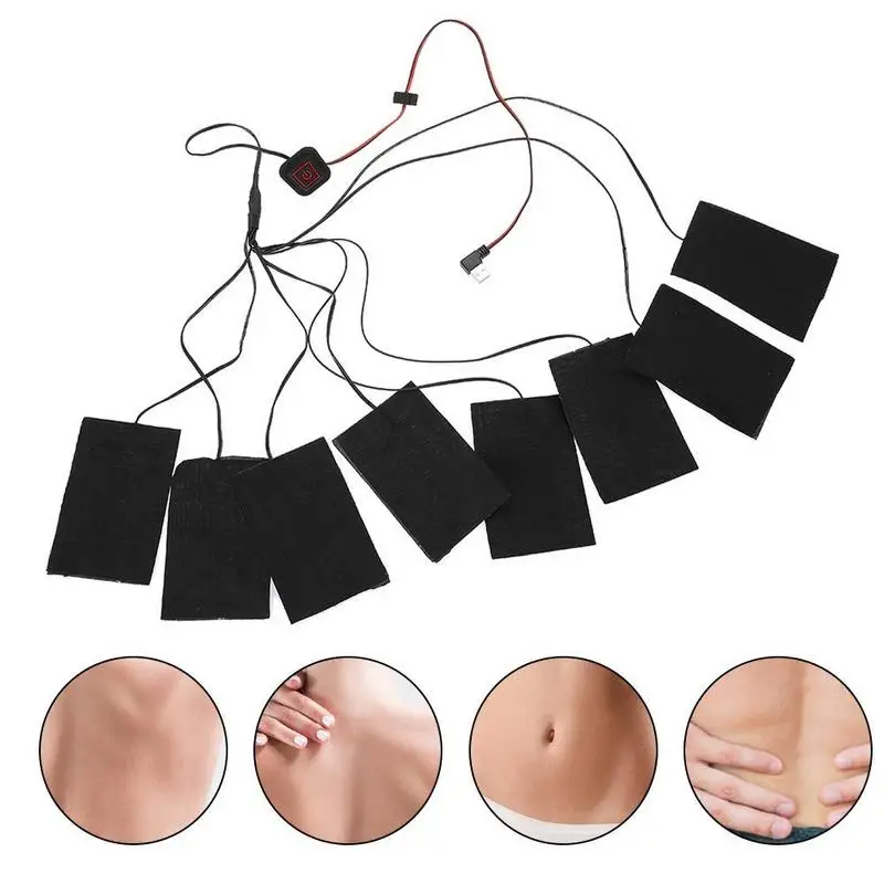 8pcs USB Electric Clothes Heating Pad Carbon Fiber DIY Warmer Heated Clothing With Adjustable Third Gear Mat Sheet Heater | Дом и сад