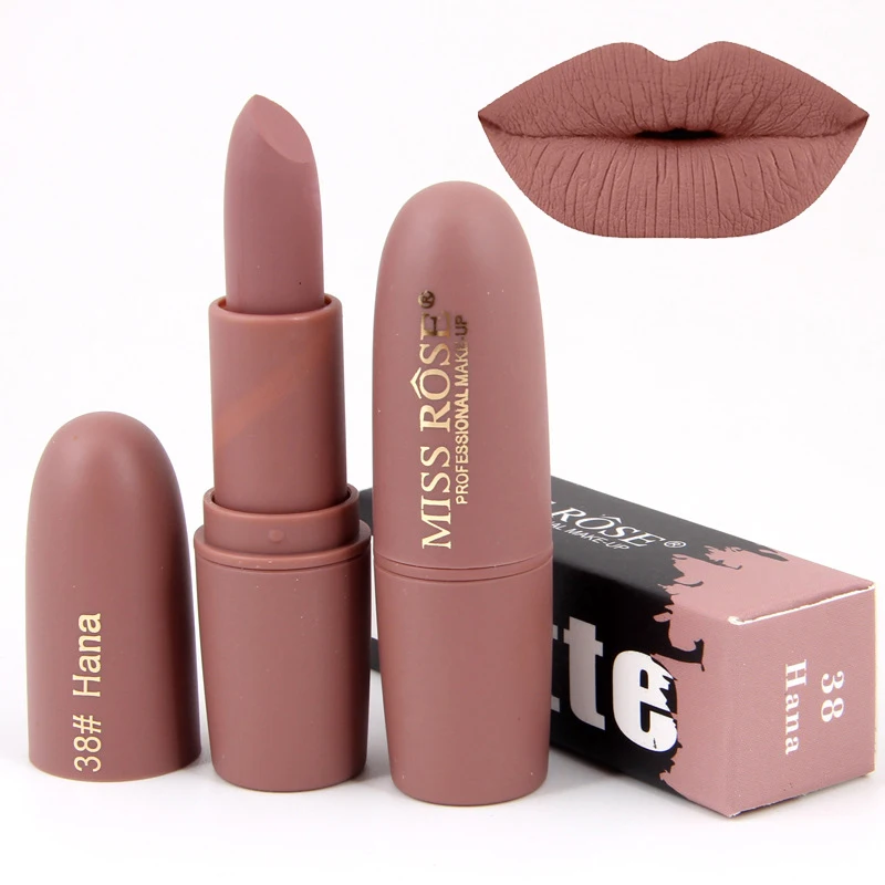 MISS ROSE Lipsticks For Women Sexy Brand Lips Color Cosmetics Waterproof Long Lasting Miss Rose Nude Lipstick Matte Makeup