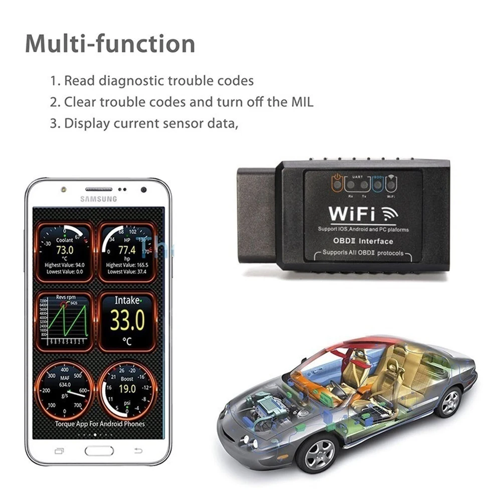 Диагностический инструмент Elm-327 OBDII Wi-Fi для обнаружения дефектов автомобиля |
