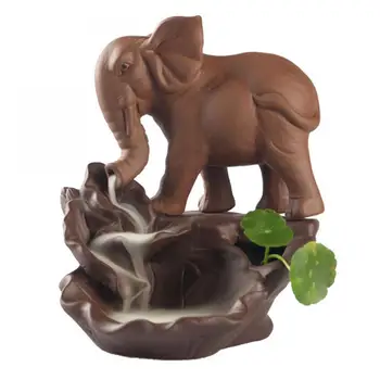 

Elephant Backflow Incense Burner Smoke Waterfall Incense Burner Holder Ceramic Aromatherapy Furnace Mountain River Handicrafts
