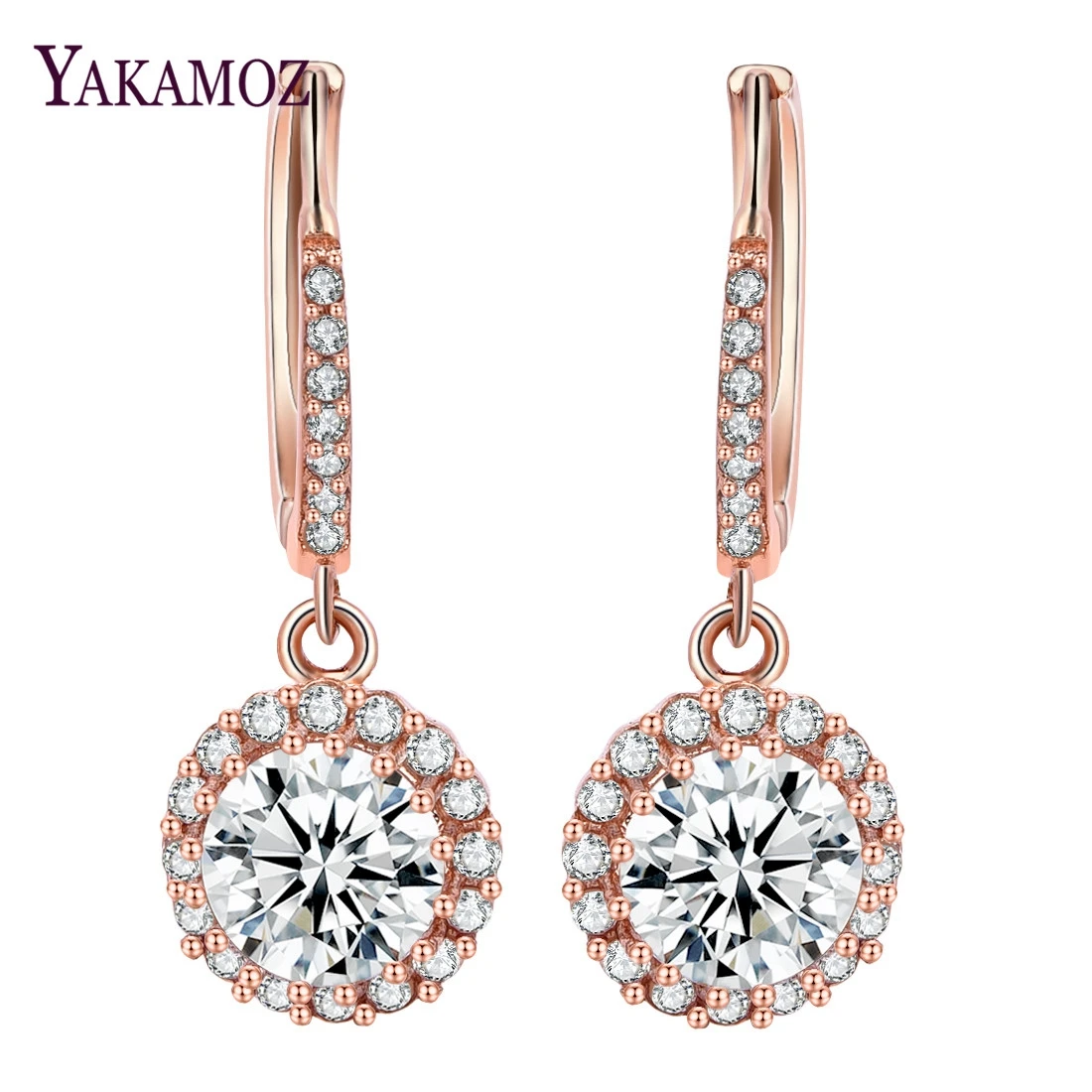 

2018 Fashion Rose Gold Color CZ Earrings For Wedding Jewelry Earrings