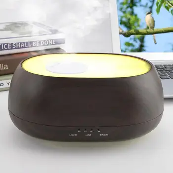 

500ml Aroma Essential Oil Diffuser Ultrasonic Air Humidifier with Wood Grain 7 Color Changing LED Lights for Office Home