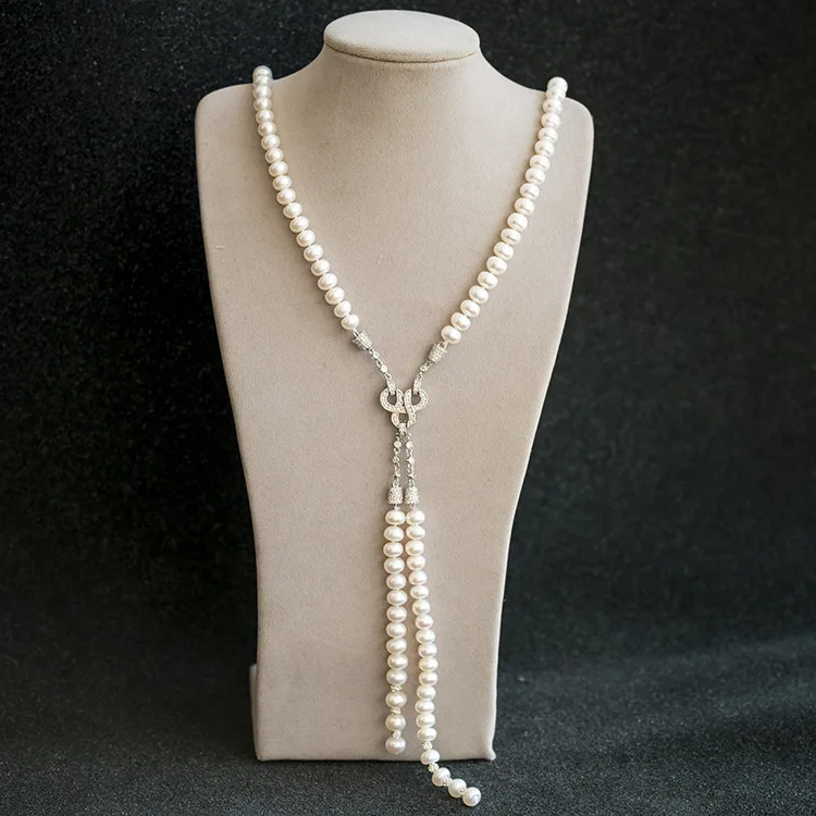 

Korean Natural Pearl With A Knot In One's Entanglement Sweater Chain Archives Pearl Fashion Long Necklace
