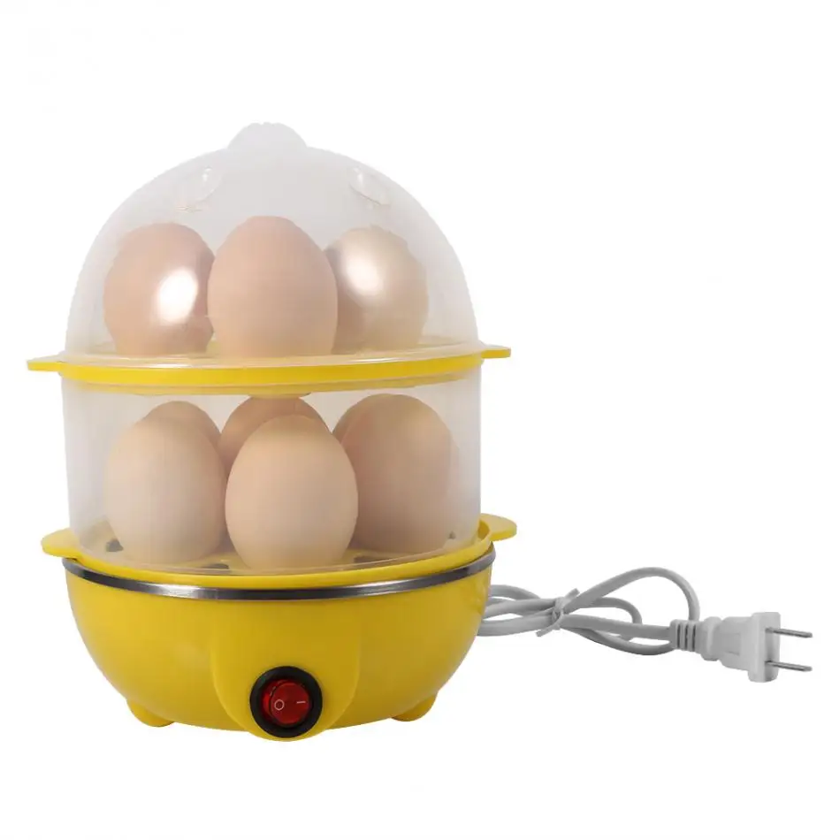 

220V Multi-functional Double-Layer Electric Eggs Boiler Cooker Steamer Home Kitchen Use(Yellow)