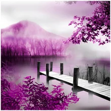 Фото на заказ! Diy Алмазная вышивка Пейзаж Деревья украшение дома картина из бисера, пейзаж круглый декор Ручная вышивка подарок