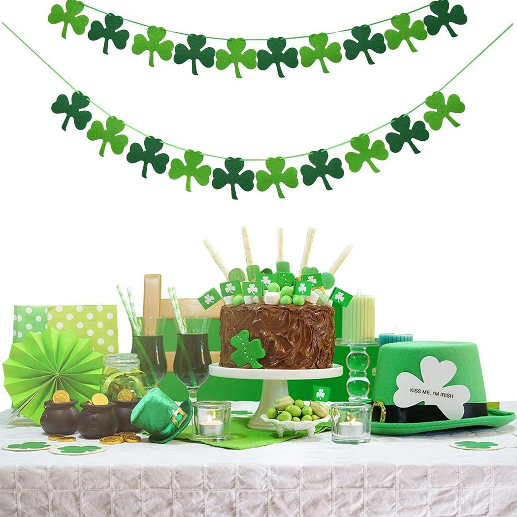 2 шт Висячие баннеры Shamrock Подвесные Украшения для вечеринки на День Святого