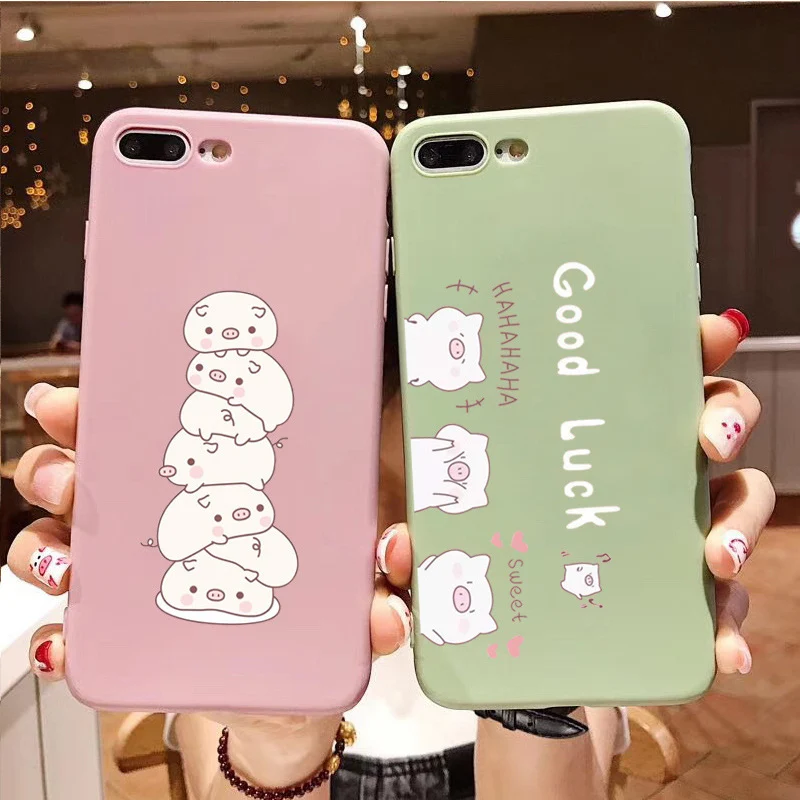 

Cute Cartoon Pig Case For iphone 5 6 s 7 8 plus x xs max XR case cover For iphone 5s 6s 7 8 plus x xs max xr protective cover