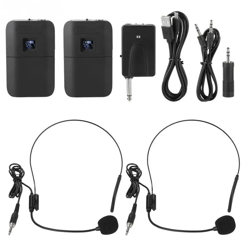 

Two channels Portable Wireless UHF Mic Head-mounted Microphone with Receiver Transmitter Portable microfone sem fio