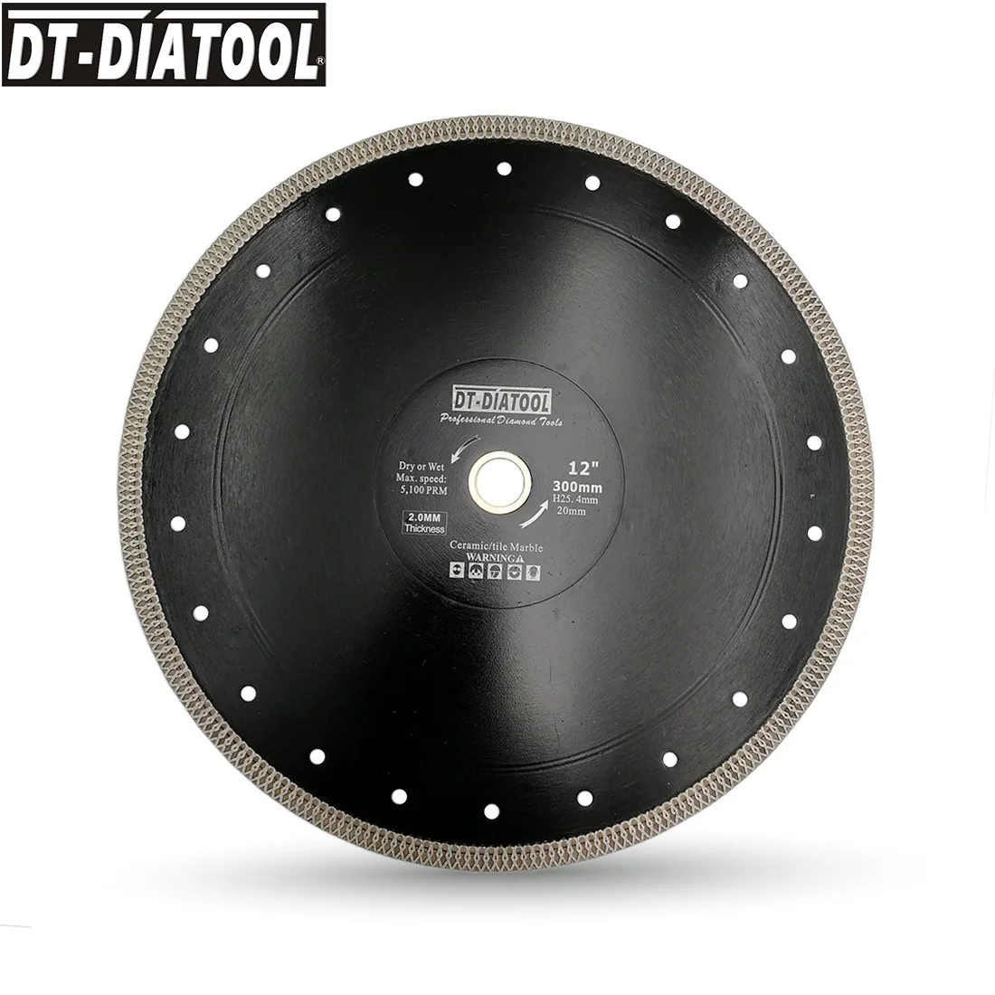 

DT-DIATOOL 1unit Dia 12"/300mm Hot-pressed High Quality X Mesh Turbo Dry or Wet Diamond Cutting Disc for Marble Tile Saw Blades