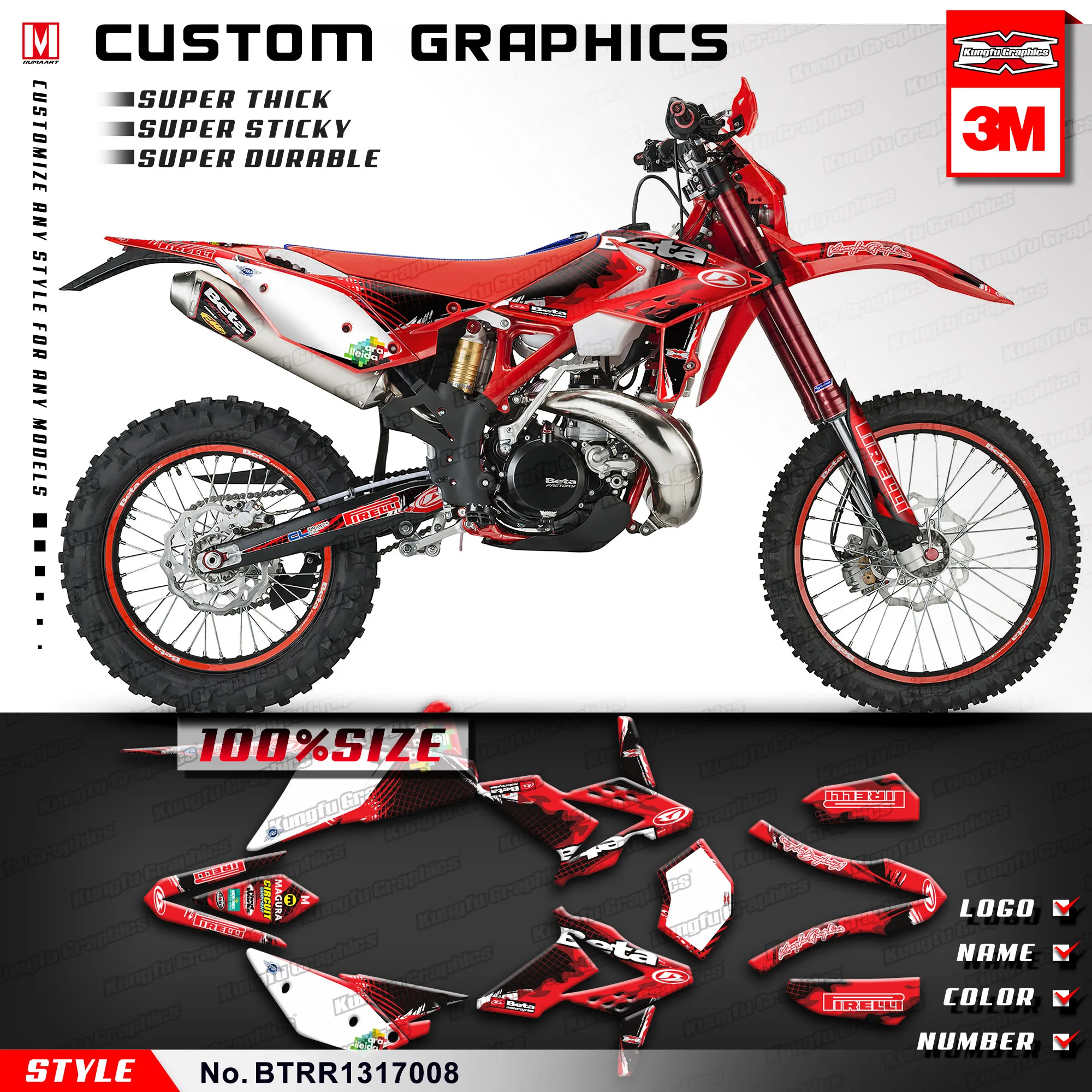 

KUNGFU GRAPHICS Vinyl Wrap Decal Kit for Beta 250 300 350 390 430 480 RR 250RR 300RR 350RR 390RR 480RR 2013 2014 2015 2016 2017