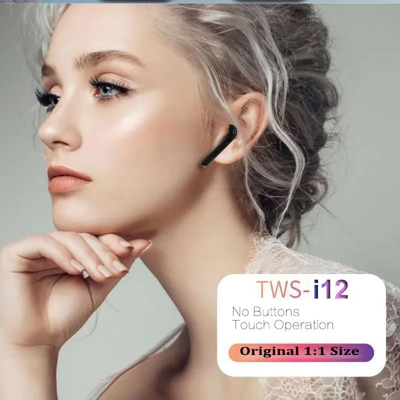 جديد i12 Tws بلوتوث 5.0 سماعات لاسلكية سماعات القرون التحكم باللمس سماعة 3d سماعات أذن استريو مع شحن مربع