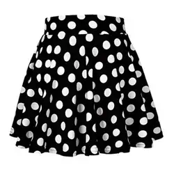 Для женщин высокая талия в Юбка в горошек эластичная юбка-клеш мини-юбка вечерние клуб мини-юбка 2019 новое поступление