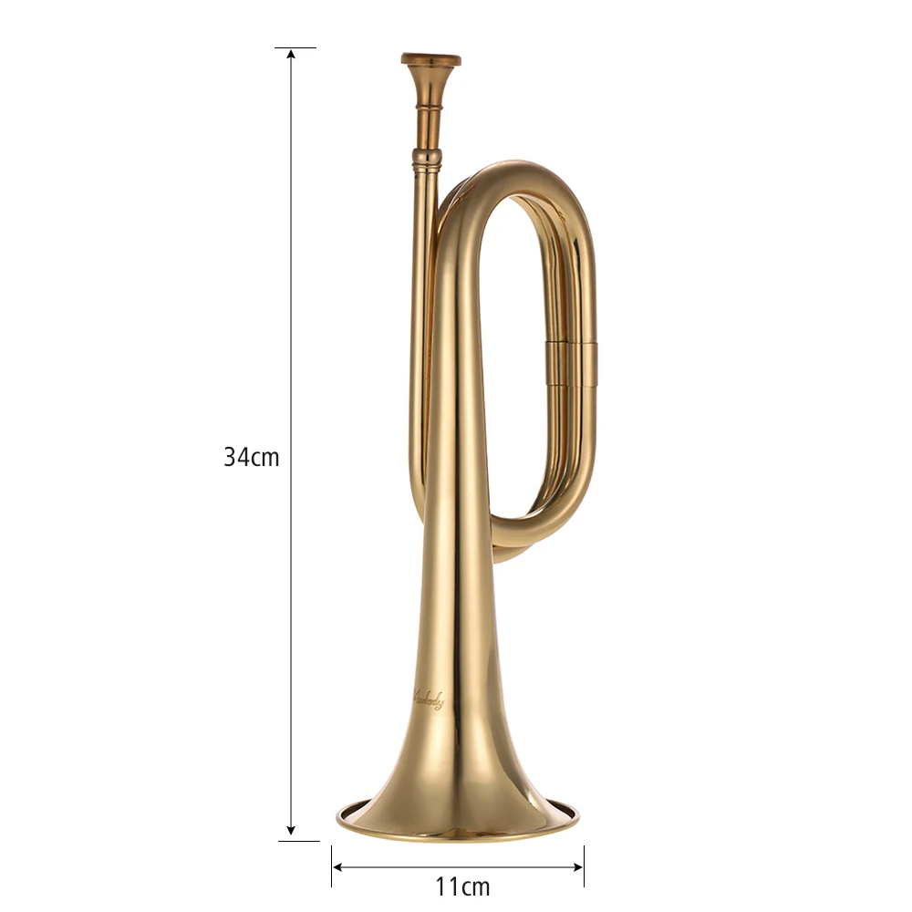 Muslady B Flat Bugle Call Trumpet Brass Cavalry Horn with Mouthpiece for School Band Cavalry Military Orchestra